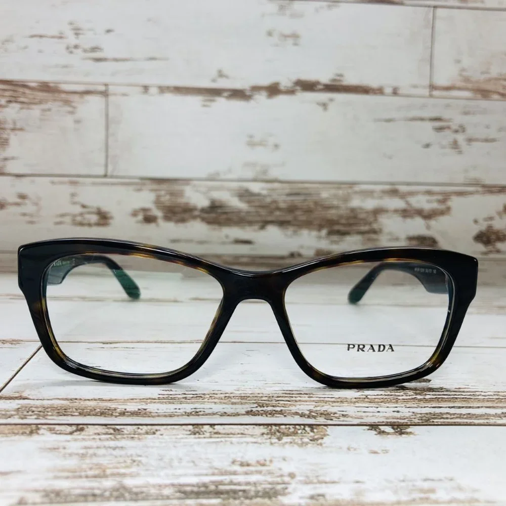 Prada Square Brown Havana Gold Eyeglasses Glasses Frames NWOT - Picture 2 of 12